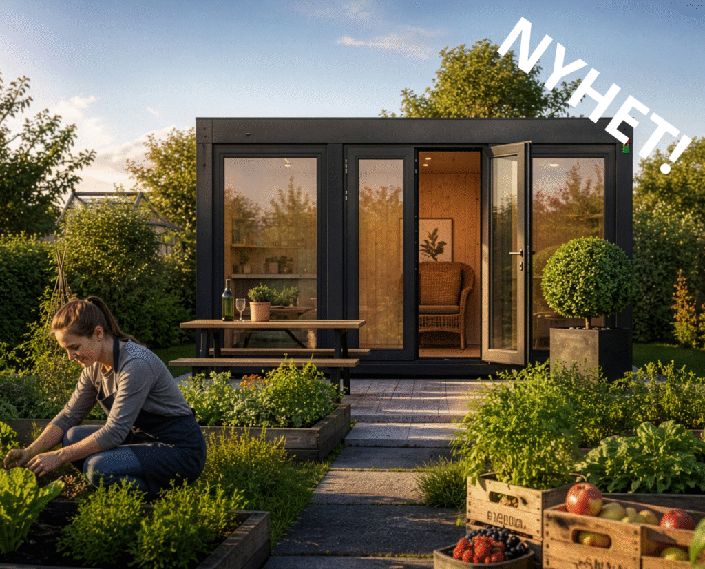 Illustrasjon av den kompakte parsellhytten på 15 m²